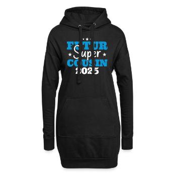 Futur super cousin 2025 cadeau humour anniversaire - Sweat-shirt à capuche long Femme - noir - Devant