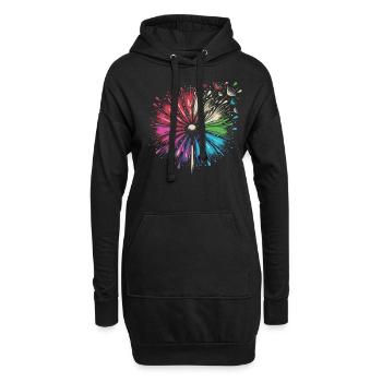Regenbogen Blume in bunten Farben - Hoodie-Kleid - Schwarz - Vorne