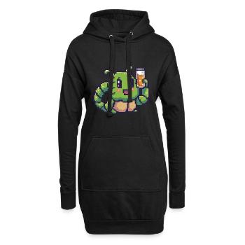 Wurm Pixel Bier - Hoodie-Kleid - Schwarz - Vorne