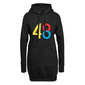 48 Zahl Bunt - Hoodie-Kleid - Schwarz - Vorne