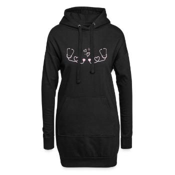 médecin médecin infirmier - Sweat-shirt à capuche long Femme - noir - Devant