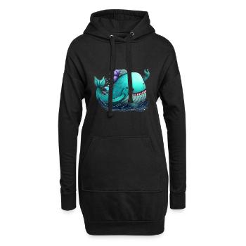 Fantasy Sea Monster Mignon Big Sea World Creature - Sweat-shirt à capuche long Femme - noir - Devant