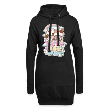 Katze und Hund Liebe statt Krieg - Hoodie-Kleid - Schwarz - Vorne