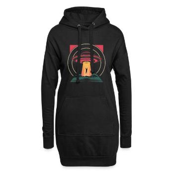 Détournement d’OVNI dans une nuit mystérieuse - Sweat-shirt à capuche long Femme - noir - Devant