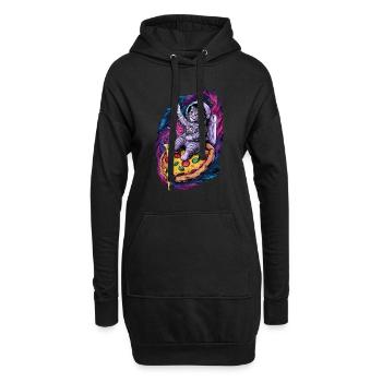 Weltraumkatze Auf Pizza Galaktische Reise - Hoodie-Kleid - Schwarz - Vorne