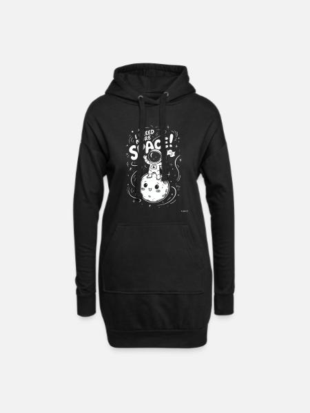 I Need More Space Astronaut Auf Mond - Hoodie-Kleid - Schwarz
