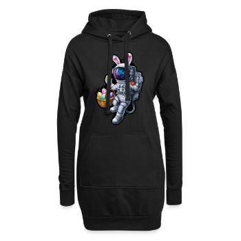 Aventure du lapin de Pâques et des œufs de Pâques dans l’espace - Sweat-shirt à capuche long Femme - noir - Devant