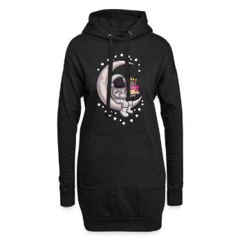 Un astronaute célèbre sur la lune - Sweat-shirt à capuche long Femme - noir - Devant