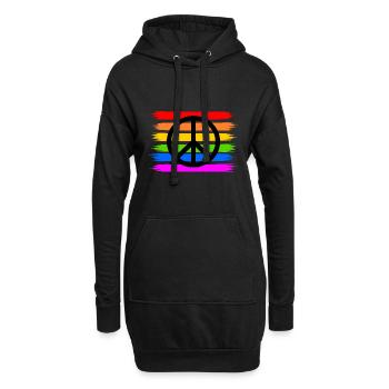 Signe de paix sur le drapeau arc-en-ciel LGBT - Sweat-shirt à capuche long Femme - noir - Devant