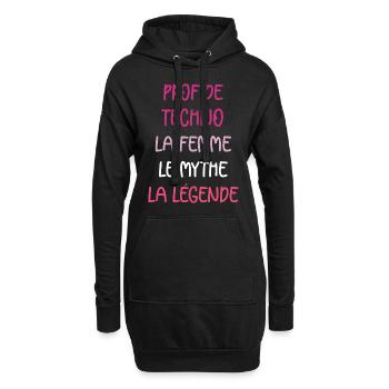 La femme le mythe la légende prof de techno - Sweat-shirt à capuche long Femme - noir - Devant