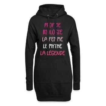 La femme le mythe la légende prof de biologie - Sweat-shirt à capuche long Femme - noir - Devant