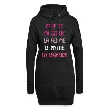 La femme le mythe la légende prof de musique - Sweat-shirt à capuche long Femme - noir - Devant