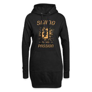 Skiing is my passion. Ski, Skiing, Ski fahren, Ski - Hoodie-Kleid - Schwarz - Vorne