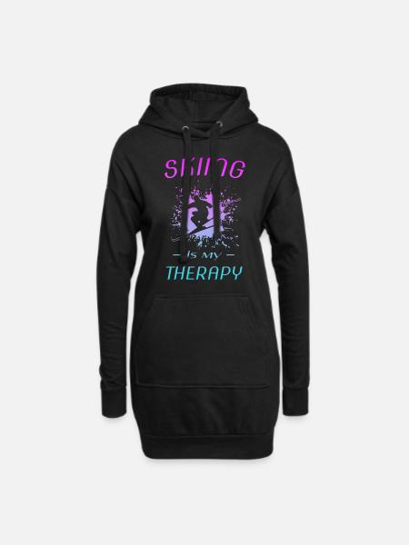 Skifahren - Hoodie-Kleid - Schwarz