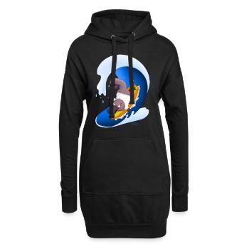 Surfing platypus - Hoodie Dress - black - Front