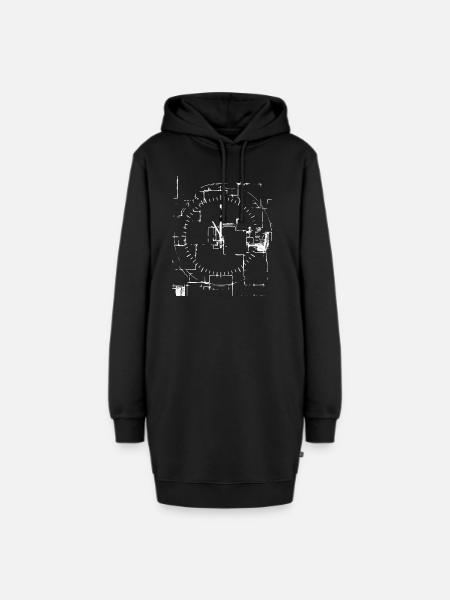 Abstrakte Uhr - Hoodie-Kleid - Schwarz