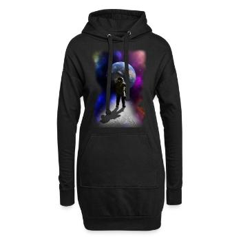Astronaut auf dem Mond psychodelisch goa Geschenk - Hoodie-Kleid - Schwarz - Vorne
