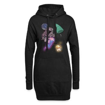 Astronaut Quallen Goa Geschenkidee psychedelisch - Hoodie-Kleid - Schwarz - Vorne