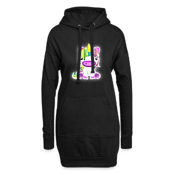 Licorne lumineuse licorne idée cadeau enfant - Sweat-shirt à capuche long Femme - noir - Devant