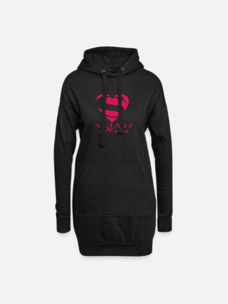 SUPERMAMA mit Herz Spruch zum Ehrentag Geschenk - Hoodie-Kleid - Schwarz