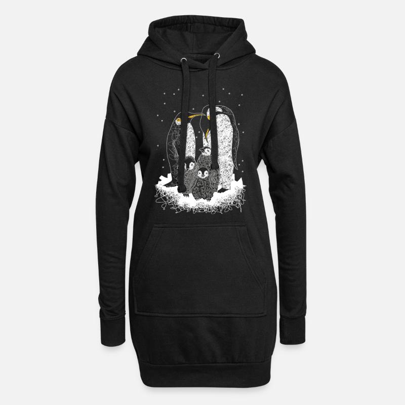 Pinguine - Hoodie-Kleid - Schwarz