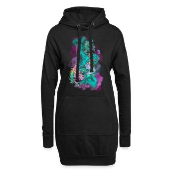 Elfi‘s Art Meerjungfrau mit Blüten - Hoodie-Kleid - Schwarz - Vorne