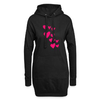 Herzen - Hoodie-Kleid - Schwarz - Vorne