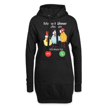 Hühner rufen an Landwirt Huhn Bauer - Hoodie-Kleid - Schwarz - Vorne