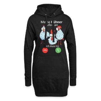 Hühner rufen an Landwirt Huhn Bauer - Hoodie-Kleid - Schwarz - Vorne