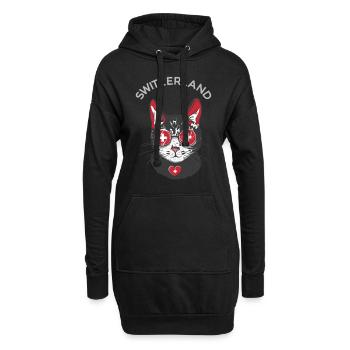 Suisse Football Chats Mascotte Fan Drapeau - Sweat-shirt à capuche long Femme - noir - Devant