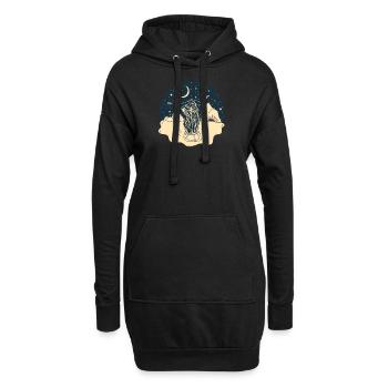 Nature, Soleil, Lune, Étoiles, Ciel, Eau, Planète - Sweat-shirt à capuche long Femme - noir - Devant