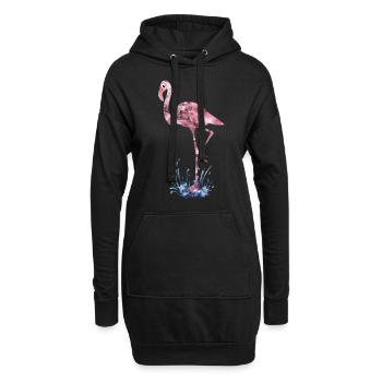 Flamingo rosa Kristalle Press - Hoodie-Kleid - Schwarz - Vorne