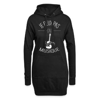 j'peux pas j'ai musique - Sweat-shirt à capuche long Femme - noir - Devant