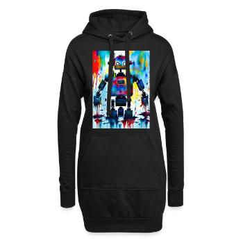Kunst Roboter Farbenfroh - Hoodie-Kleid - Schwarz - Vorne