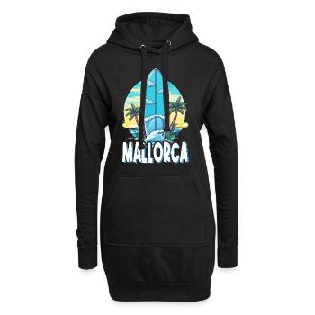 Mallorca Palmen Surfen Spanien Insel Sommer Party - Hoodie-Kleid - Schwarz - Vorne