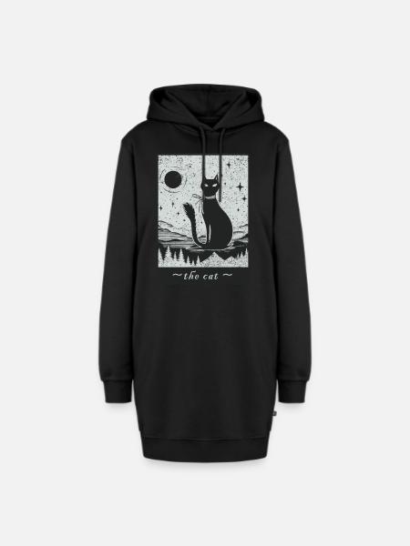 Tarotkarte Die Katze lustiges Katzenmotiv - Hoodie-Kleid - Schwarz