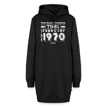 Vintage Time Travel anniversaire Design février 1970 - Sweat-shirt à capuche long Femme - noir - Devant