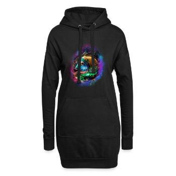 poisson, coloré, paillettes, graffiti, or, métallique - Sweat-shirt à capuche long Femme - noir - Devant