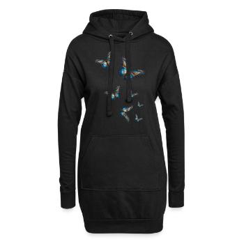 Butterflies,Sequins,Butterfly,Blue - Hoodie Dress - black - Front