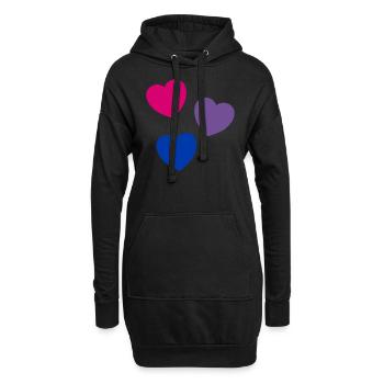 Coeurs Bi Drapeau Couleurs Fierté Subtile - Sweat-shirt à capuche long Femme - noir - Devant