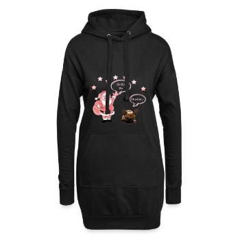 Weihnachtsmann und Frenchie, Hund, lustige Sprüche - Hoodie-Kleid - Schwarz - Vorne