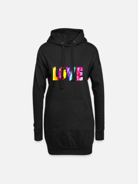 Love Lover love, alles ist Liebe Hippie - Hoodie-Kleid - Schwarz