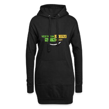vegetarische Lebensweise - ich bin glücklich - Hoodie-Kleid - Schwarz - Vorne