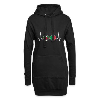 Dominica Italien Herzschlag Flagge Dominicaner - Hoodie-Kleid - Schwarz - Vorne