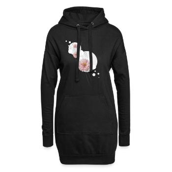 Dahlie Schnörkel grau - Hoodie-Kleid - Schwarz - Vorne