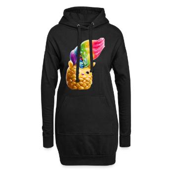 Ananas licorne - Sweat-shirt à capuche long Femme - noir - Devant