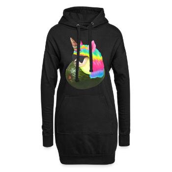 Glückliche Einhorn Avocado - Hoodie-Kleid - Schwarz - Vorne