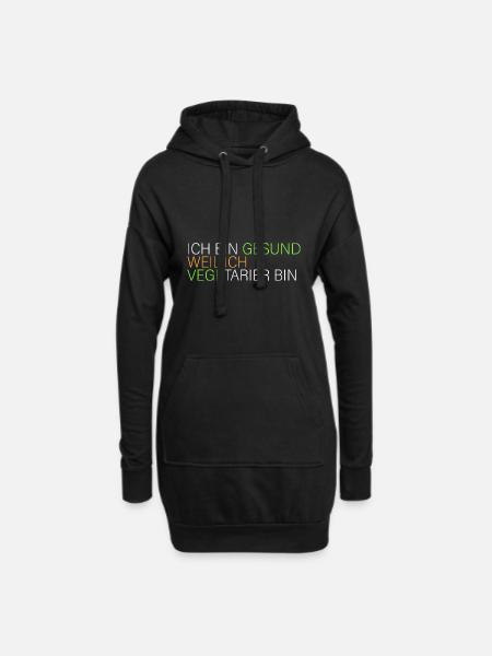 gesund weil ich Vegetarier bin - Hoodie-Kleid - Schwarz