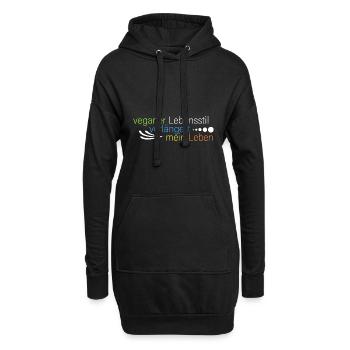 Vegan verlängert mein Leben - Hoodie-Kleid - Schwarz - Vorne