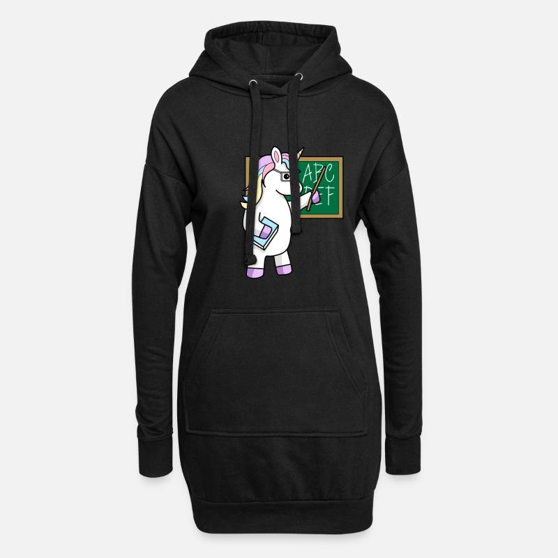 Lehrer Einhorn - Hoodie-Kleid - Schwarz